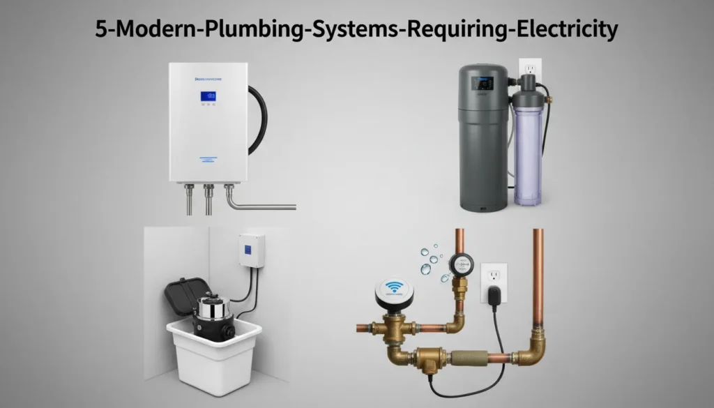 5 modern plumbing systems that require electricity including sump pumps and water heaters