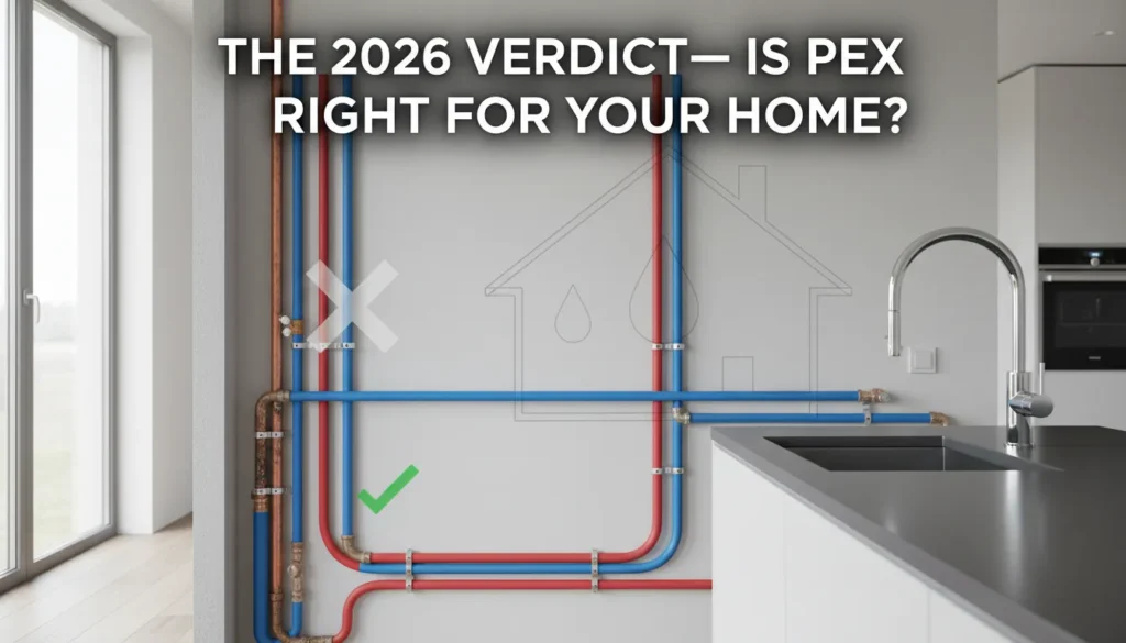 Professional comparison of PEX and Copper pipes with a verdict on safety and durability for 2026 home installations.