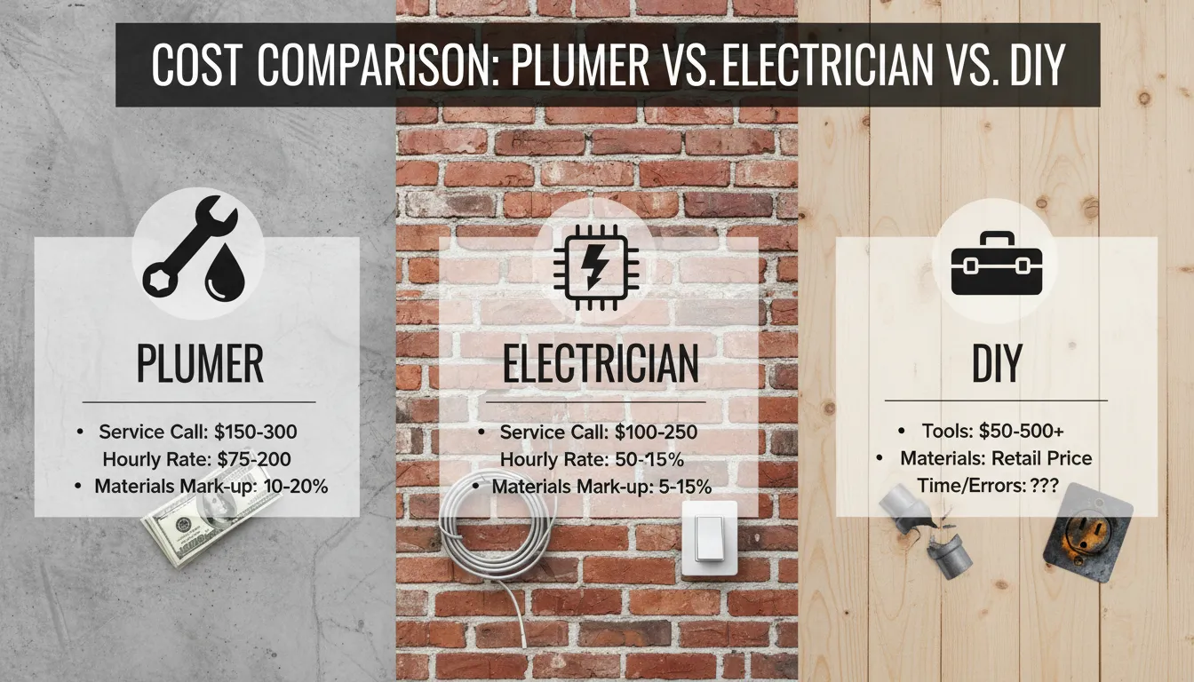 Comparison of plumber electrician and DIY garbage disposal installation costs