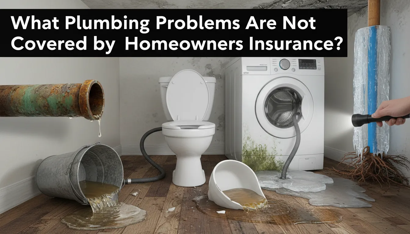 Plumbing issues not covered by homeowners insurance, including wear and tear, negligence, and sewer line failures.