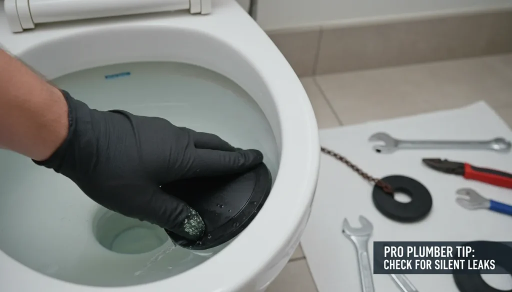 Plumber for Running Toilet - Manual flapper press test for mineral buildup