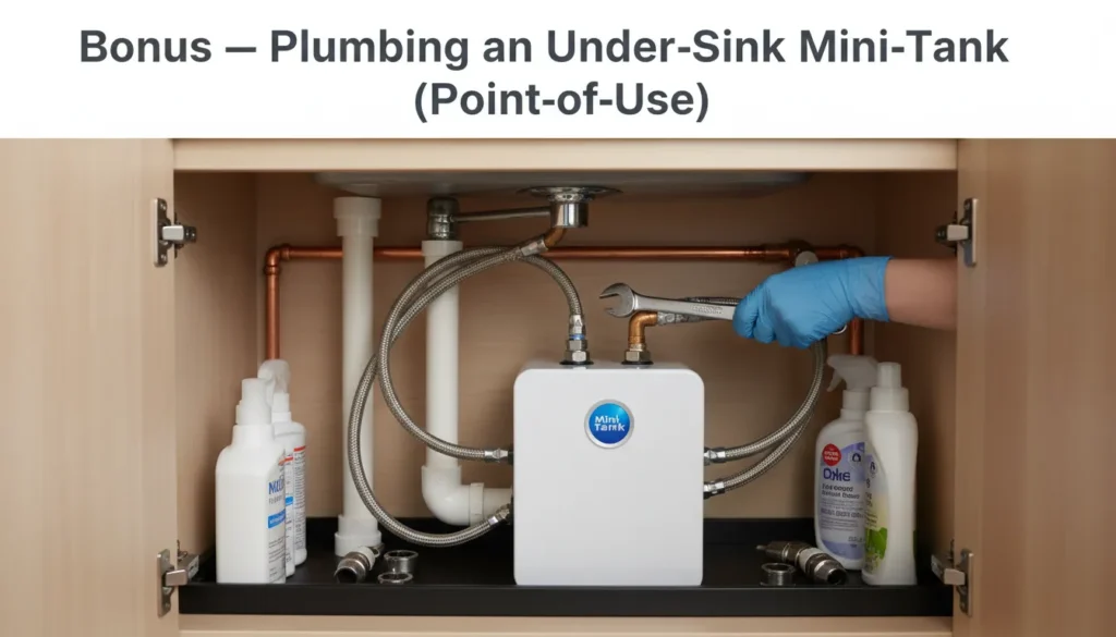 How to plumb a water heater: Installing an under-sink mini-tank for instant hot water.