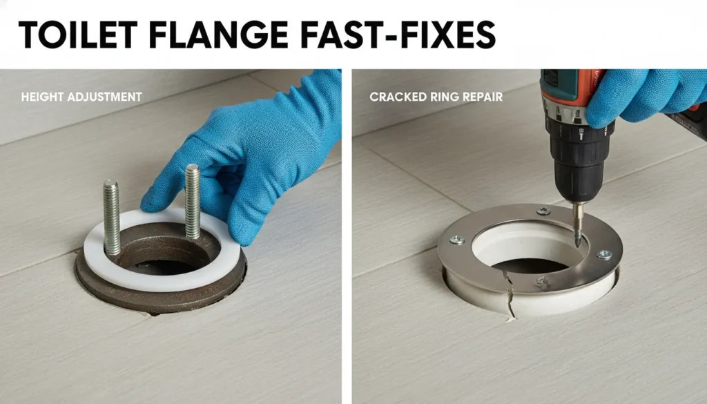 Toilet Flange Repair fix showing flange extender and repair bracket installation