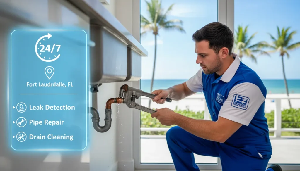 A professional plumber and a homeowner discussing a written service quote together, highlighting key areas where price negotiation and cost savings are possible.