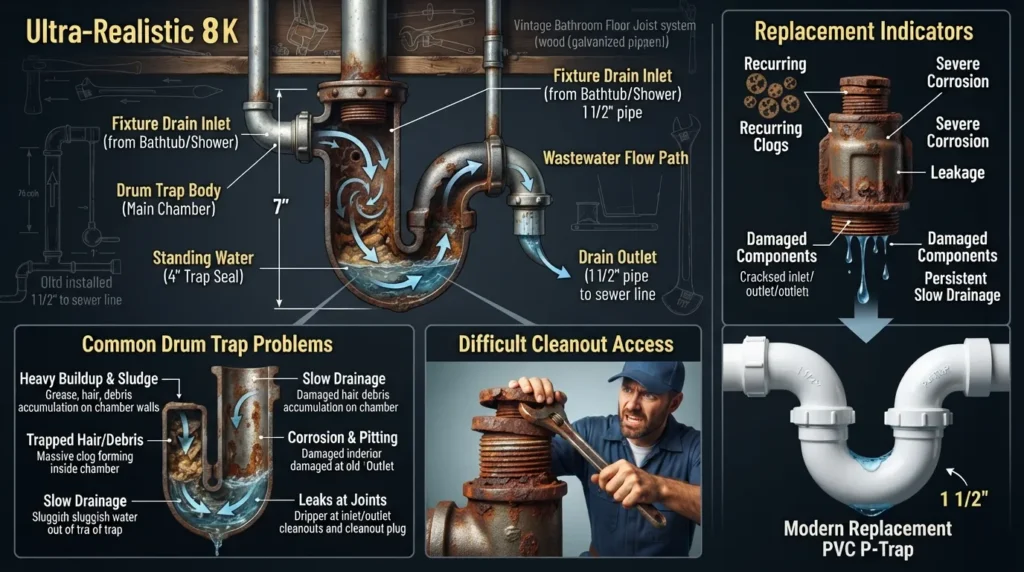 Drum Trap in Plumbing How It Works, Common Problems, and Replacement Signs