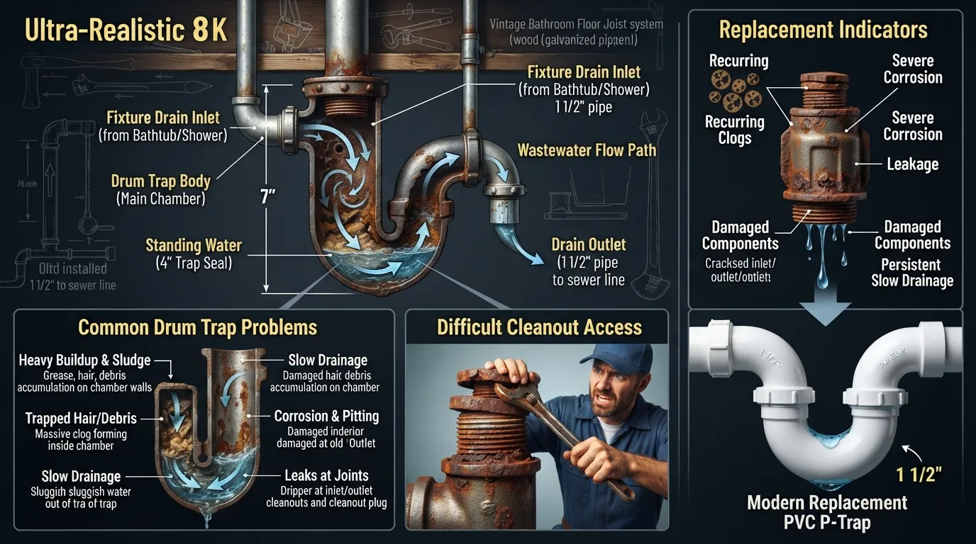 Drum Trap in Plumbing How It Works, Common Problems, and Replacement Signs