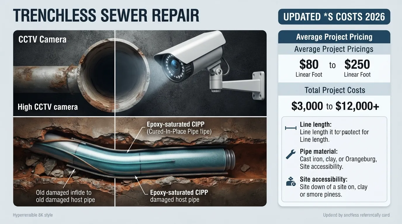 Professional plumber performing a trenchless CIPP sewer pipe lining and cost evaluation for a residential property.