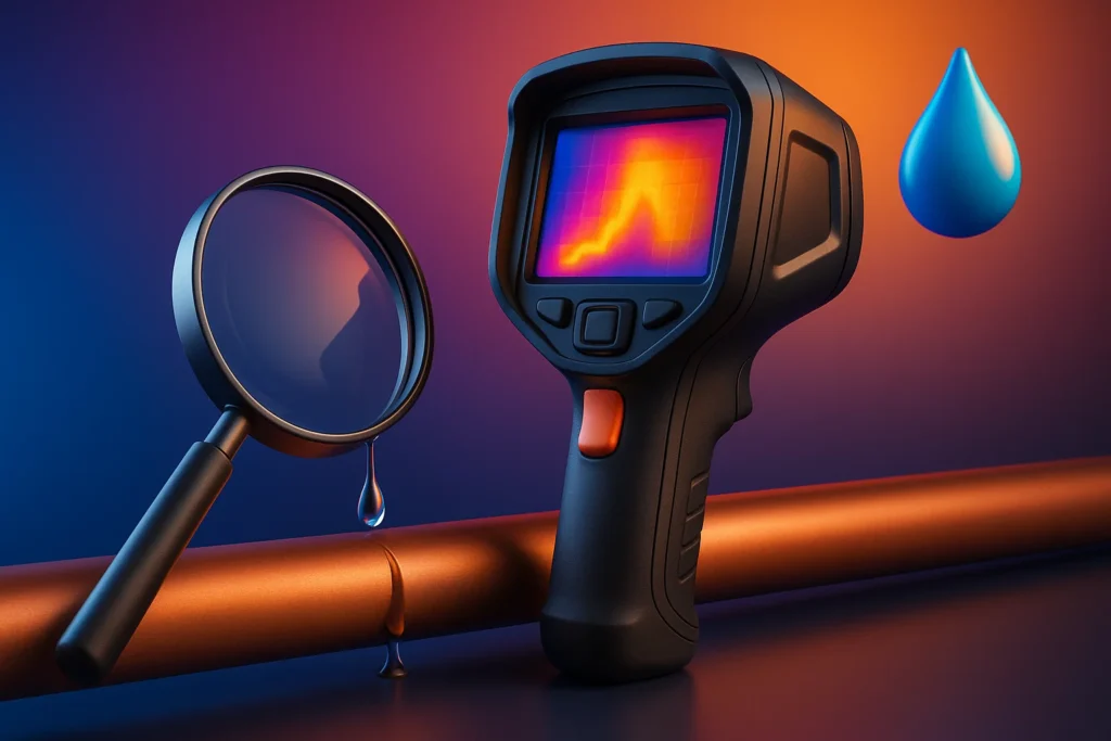 plumber using thermal camera to detect hidden leaks in Miami home