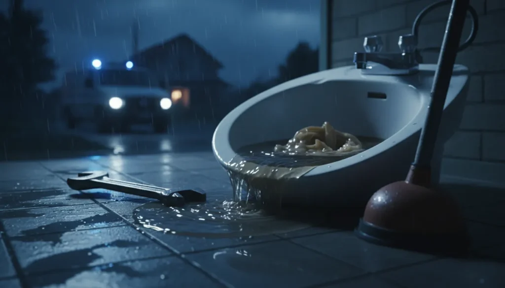 Emergency clogged drain service available 24/7 with professional plumbers clearing blocked drains quickly