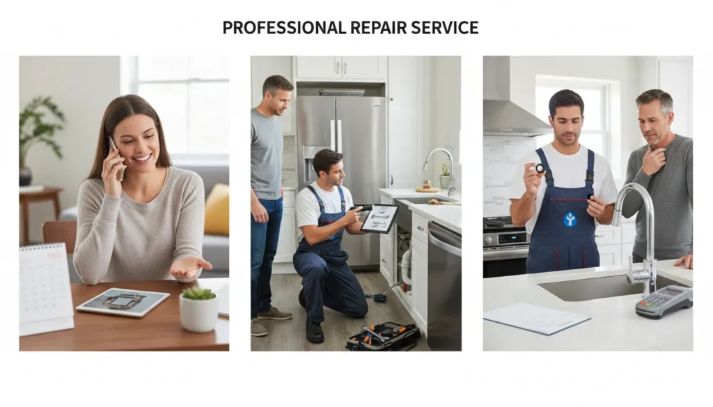 Professional faucet repair service process in Miami, FL by licensed plumber including inspection, repair, and testing