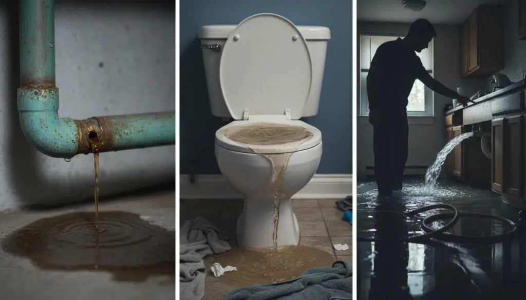 Common signs you need a licensed plumber such as leaking pipes, low water pressure and clogged drains