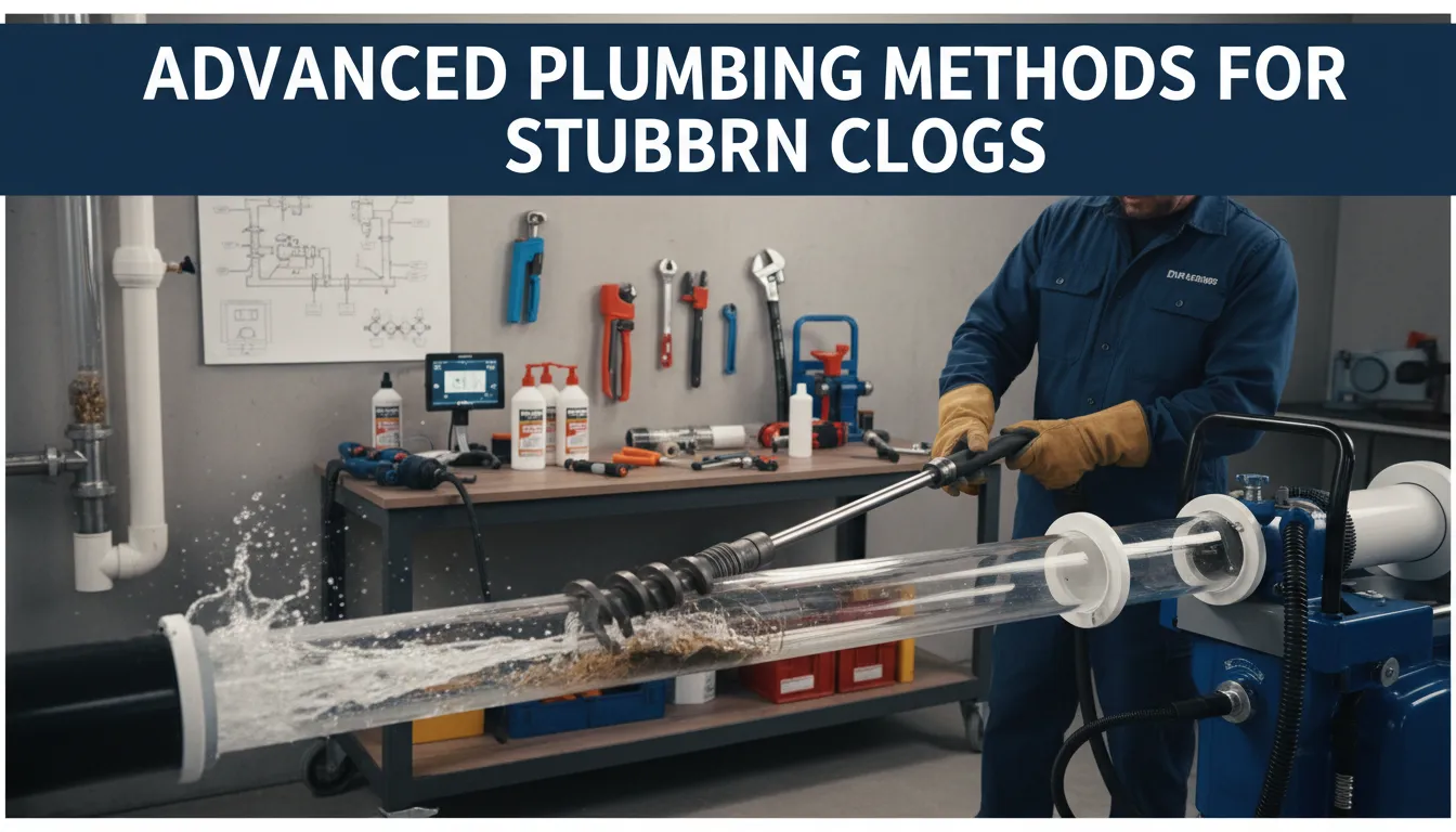 Advanced plumbing methods like hydro jetting and professional augers to clear stubborn clogs and clean pipes.