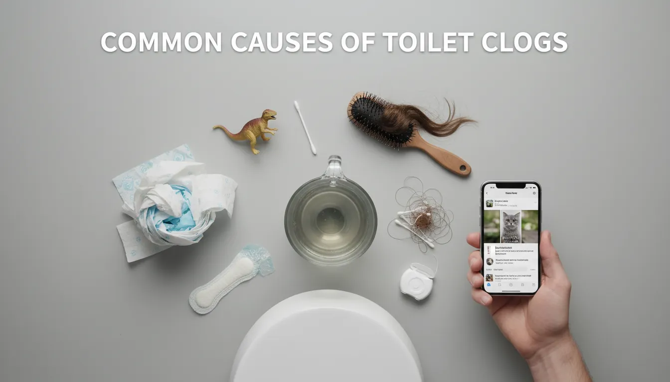 Common causes of toilet clogs include excessive toilet paper, foreign objects, and damaged pipes.