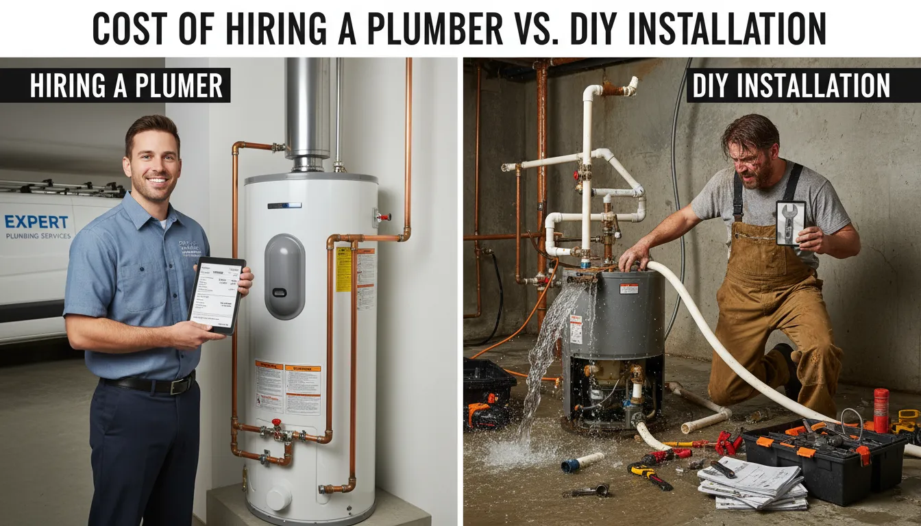 A comparison of the costs and risks of hiring a plumber versus attempting DIY water heater installation.