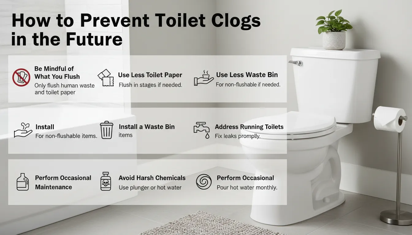 Prevent toilet clogs by following best practices like using the right amount of toilet paper and proper disposal of waste.