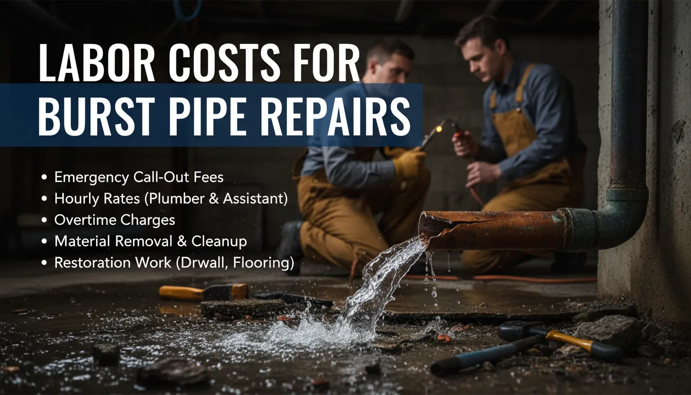 Visual representation of labor costs associated with burst pipe repairs, including standard and emergency service rates.