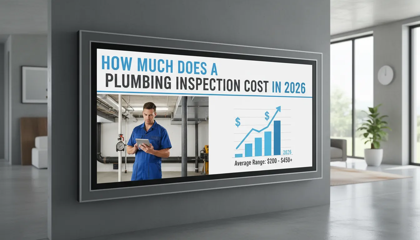 Plumber performing a home plumbing inspection with tools and checklist