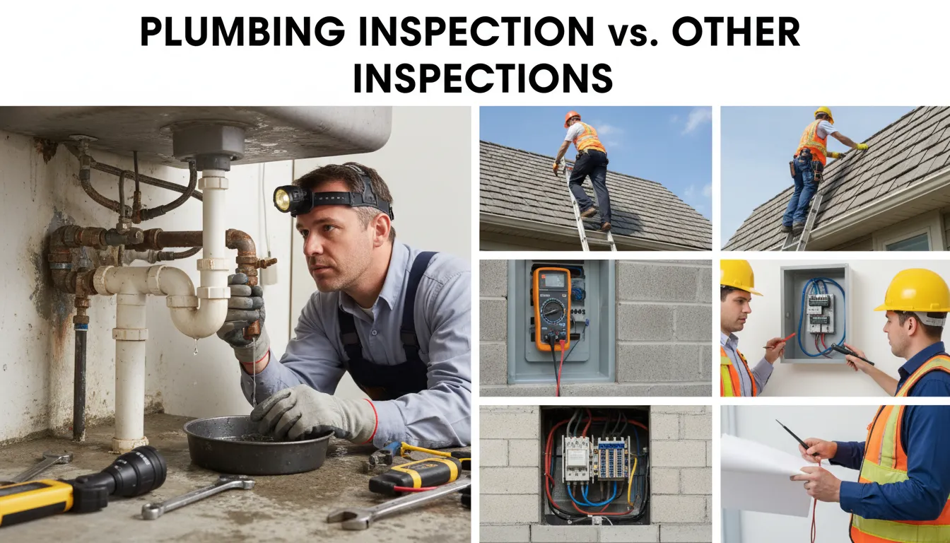 Comparing plumbing inspection with other home inspections like electrical, HVAC, and roof inspections