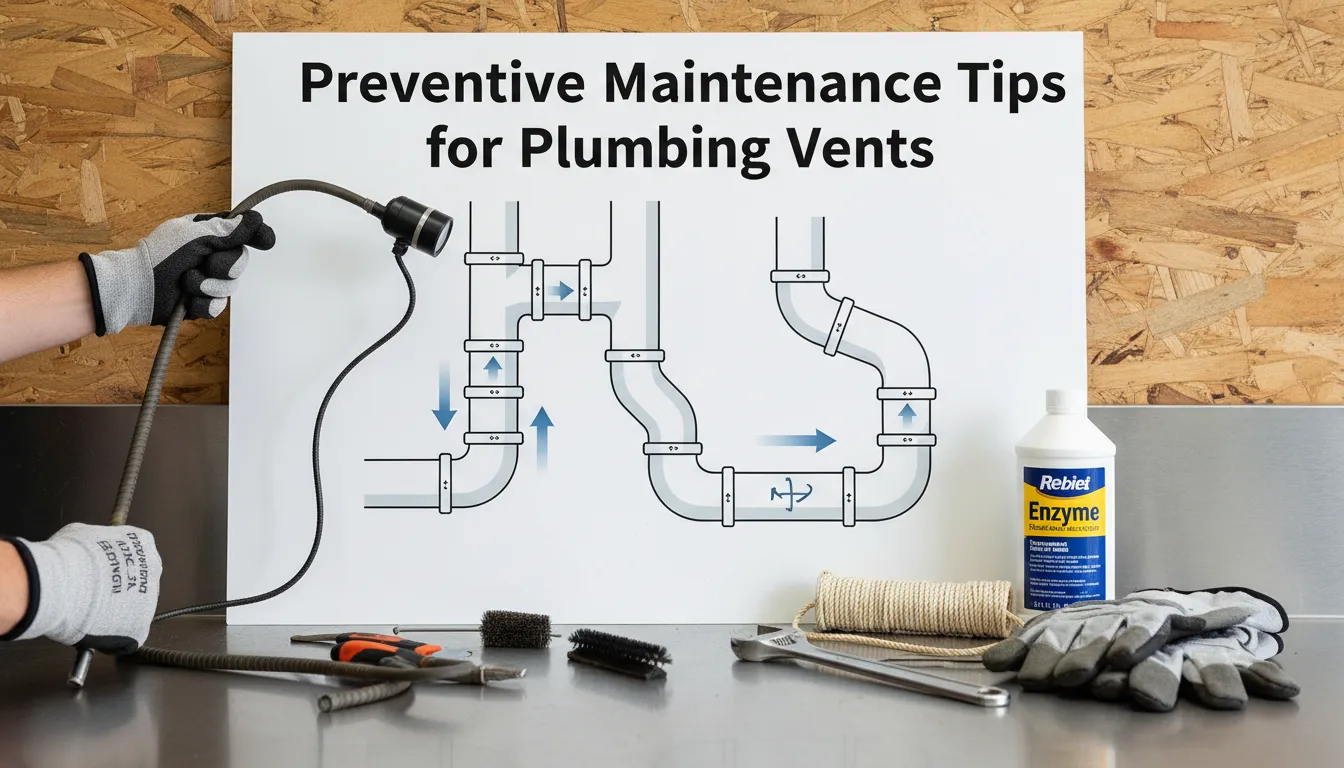 Tips for maintaining plumbing vents, including regular inspections, clearing debris, and checking for blockages.