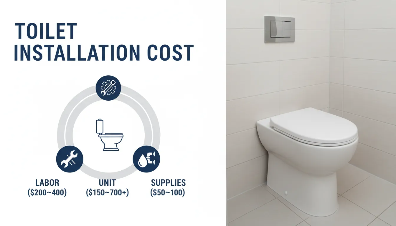Breakdown of the cost for toilet installation, including labor and materials