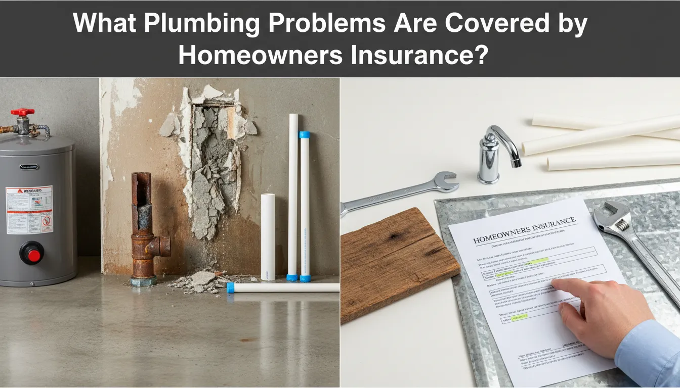 Plumbing issues covered by homeowners insurance, including burst pipes, leaking appliances, and slab leaks.