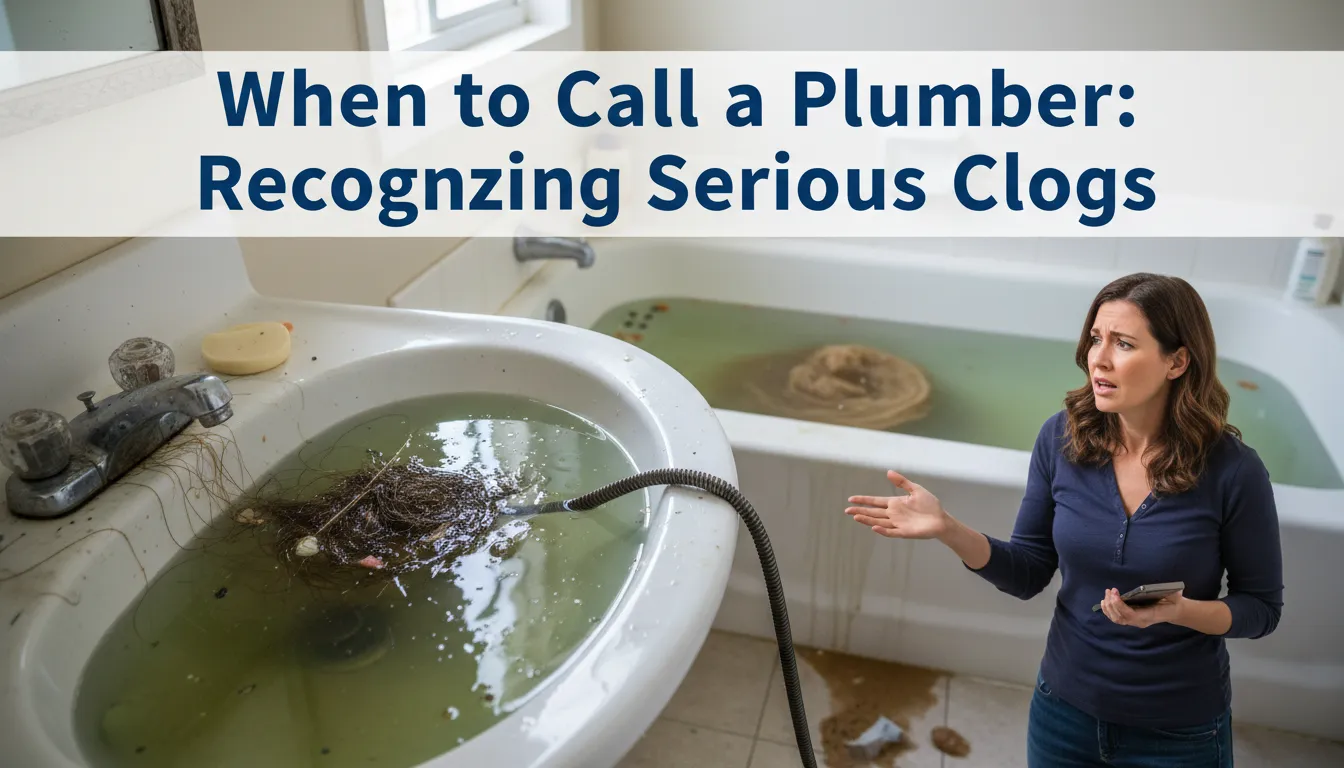 Recognize serious toilet clogs that require professional plumbing help, such as multiple clogged toilets or sewer line issues.