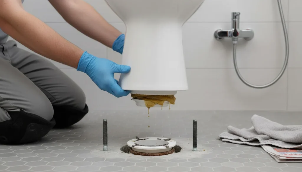 Toilet Flange Repair step by step installation with wax ring and bolts