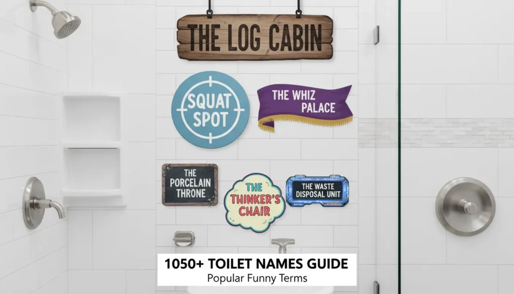List of funny toilet nicknames including Porcelain Palace and Think Tank