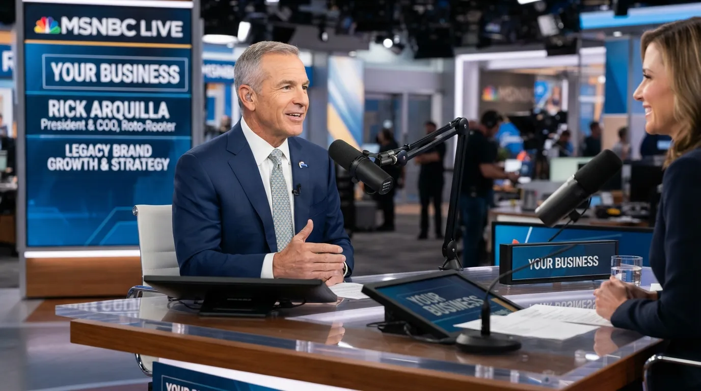 Roto-Rooter President and COO Rick Arquilla speaking during his interview on MSNBC’s Your Business television program.